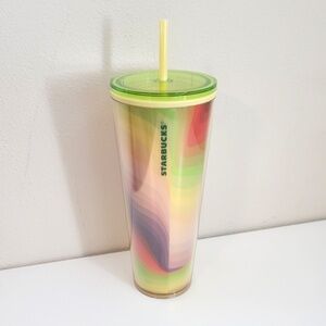 Starbucks 2025 Rainbow Waves Tumbler Yellow Green Venti 24oz Cold Cup